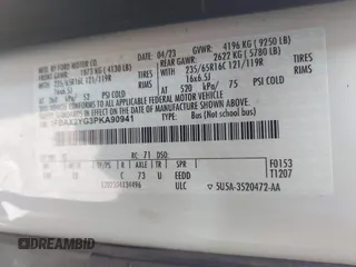 2023 Ford Transit Passenger XL with VIN 1FBAX2YG3PKA90941, listed as a IAAI auction lot 42472270 with 43,141 mi miles and . Bid and sale history available at DreamBid. Image 9.