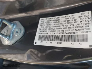 2010 Acura RDX Tech Pkg with VIN 5J8TB1H54AA008516, listed as a IAAI auction lot 41406231 with 213,295 mi miles. Bid and sale history available at carsss.com. Image 9.