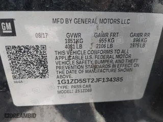 2018 Chevrolet Malibu LT with VIN 1G1ZD5ST2JF134385, listed as a IAAI auction lot 41839314 with 181,569 mi miles. Bid and sale history available at carsss.com. Image 9.