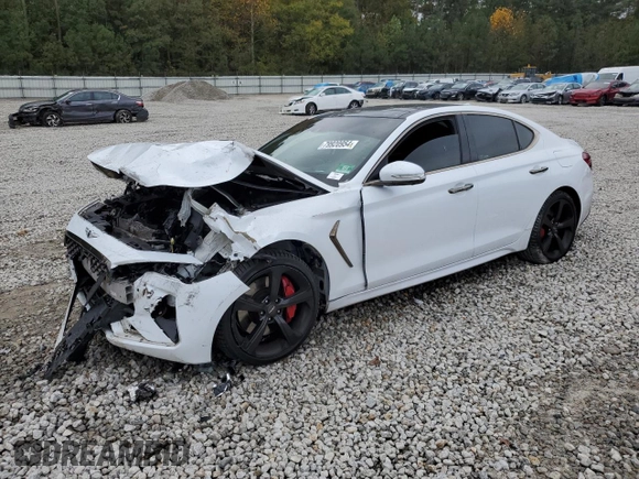 2019 Genesis G70 3.3T Advanced with VIN KMTG34LE6KU014762, listed as a Copart auction lot 79920954 with 143,211 mi miles and Salvage Title. Bid and sale history available at carsss.com. Image 1.