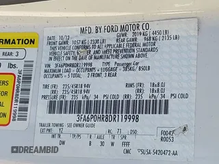2013 Ford Fusion SE with VIN 3FA6P0HR8DR119998, listed as a IAAI auction lot 42090491 with 195,890 mi miles. Bid and sale history available at carsss.com. Image 9.