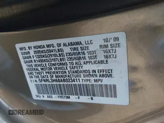 2010 Honda Odyssey EX-L с VIN 5FNRL3H68AB023411, выставлен на аукционе IAAI как лот 42275803 с пробегом 170 460 миль миль и . История ставок и продаж доступна на DreamBid. Изображение 9.