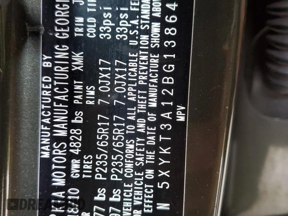 2011 Kia Sorento LX with VIN 5XYKT3A12BG138645, listed as a Copart auction lot 53482805 with 182,387 mi miles and Salvage Title. Bid and sale history available at DreamBid. Image 13.