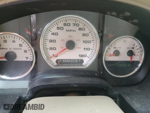 2005 Ford F-150 XLT with VIN 1FTPX12555NA02250, listed as a Copart auction lot 55414295 with 288,542 mi miles and Salvage title. Bid and sale history available at DreamBid. Image 9.