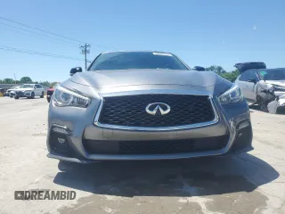 2018 Infiniti Q50 Red Sport 400 with VIN JN1FV7AR1JM700091, listed as a Copart auction lot 58004335 with 59,254 mi miles and Salvage title. Bid and sale history available at DreamBid. Image 5.