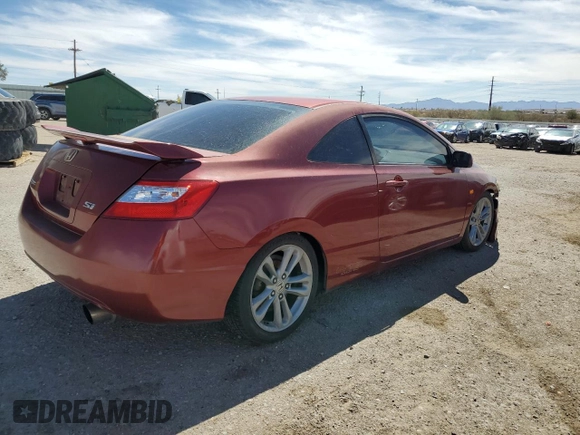2008 Honda Civic Cpe Si with VIN 2HGFG21538H700549, listed as a Copart auction lot 49506865 with 147,545 mi miles and Salvage Title. Bid and sale history available at carsss.com. Image 3.