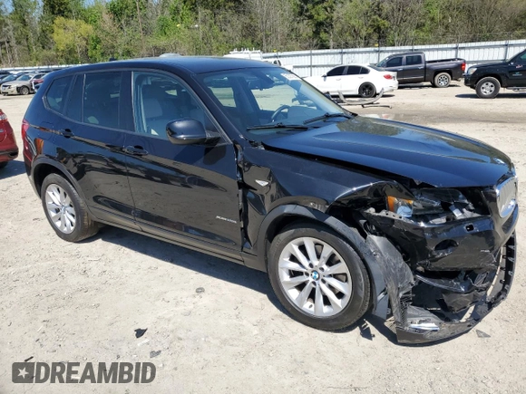 2014 BMW X3 xDrive28i with VIN 5UXWX9C52E0D22262, listed as a Copart auction lot 52397365 with 134,615 mi miles and Salvage Title. Bid and sale history available at DreamBid. Image 4.