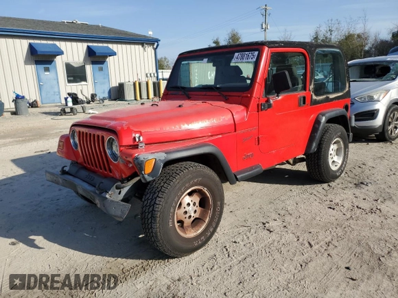 1999 Jeep Wrangler Sport with VIN 1J4FY19SXXP415934, listed as a Copart auction lot 47881675 with 184,876 mi miles and Salvage Title. Bid and sale history available at carsss.com. Image 1.