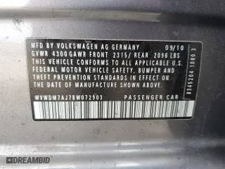 2011 Volkswagen Golf TDI with VIN WVWDM7AJ7BW072903, listed as a Copart auction lot 87343824 with 184,360 mi miles and Salvage Title. Bid and sale history available at carsss.com. Image 14.