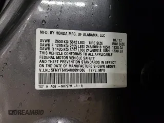 2017 Honda Pilot EX-L with VIN 5FNYF6H54HB091386, listed as a Copart auction lot 49551375 with 79,335 mi miles and Salvage Title. Bid and sale history available at DreamBid. Image 13.