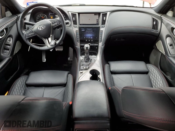 2020 Infiniti Q50 Red Sport 400 with VIN JN1FV7AP4LM630619, listed as a Copart auction lot 89322685 with 49,573 mi miles and Salvage title. Bid and sale history available at DreamBid. Image 8.