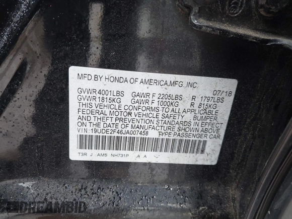 2018 Acura ILX Special Edition with VIN 19UDE2F46JA007458, listed as a IAAI auction lot 42327146 with 91,563 mi miles and . Bid and sale history available at DreamBid. Image 9.