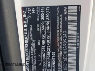 2017 Mercedes-Benz GLS 450 z VIN 4JGDF6EE4HA909349, wystawiony jako Copart lot #55535535 z przebiegiem 57 360 mil mil oraz Szkoda całkowita • Salvage title. Historia ofert i sprzedaży dostępna na DreamBid. Obrazek 13.