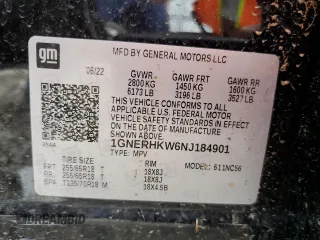 2022 Chevrolet Traverse LT with VIN 1GNERHKW6NJ184901, listed as a Copart auction lot 58931225 with 45,586 mi miles and Salvage title. Bid and sale history available at DreamBid. Image 13.