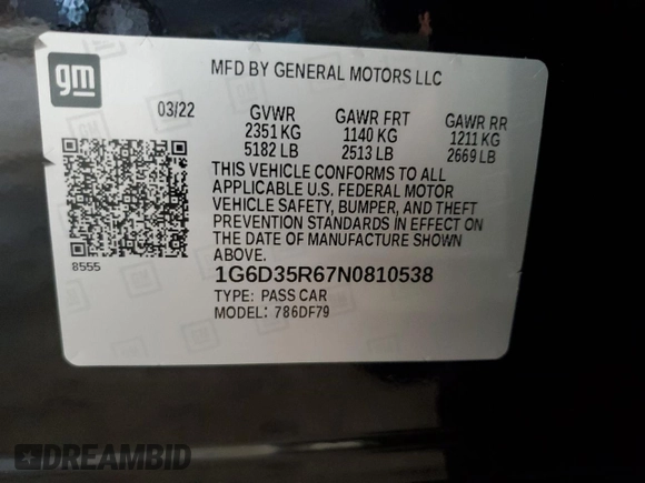 2022 Cadillac CT5-V Blackwing with VIN 1G6D35R67N0810538, listed as a Copart auction lot 77955214 with 18,813 mi miles and Salvage Title. Bid and sale history available at carsss.com. Image 12.