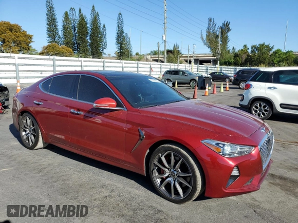 2020 Genesis G70 3.3T with VIN KMTG34LEXLU057731, listed as a Copart auction lot 48794325 with 93,504 mi miles and Salvage title. Bid and sale history available at DreamBid. Image 4.