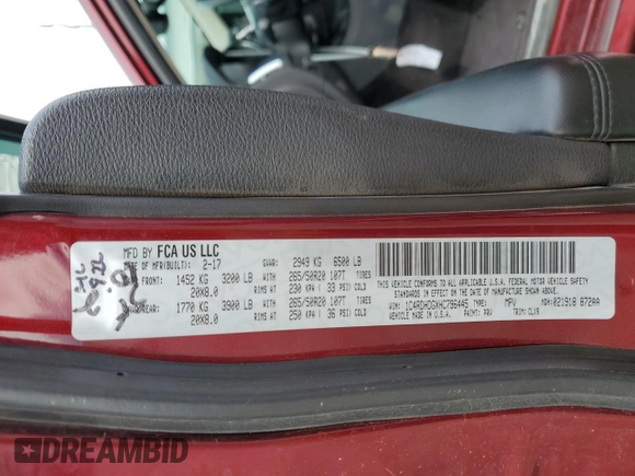 2017 Dodge Durango GT z VIN 1C4RDHDGXHC796445, wystawiony jako Copart lot #56023985 z przebiegiem 123 901 mil mil oraz Szkoda całkowita • Salvage title. Historia ofert i sprzedaży dostępna na DreamBid. Obrazek 12.
