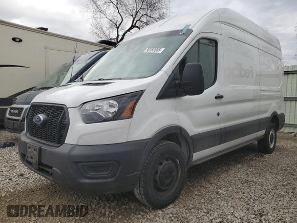 2023 Ford Transit Cargo with VIN 1FTBR1X86PKA91709, listed as a Copart auction lot 50389085 with 107,777 mi miles and Salvage title. Bid and sale history available at DreamBid. Image 1.