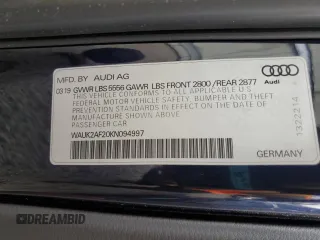 2019 Audi A6 Premium with VIN WAUK2AF20KN094997, listed as a Copart auction lot 63058072 with 43,073 mi miles. Bid and sale history available at carsss.com. Image 10.