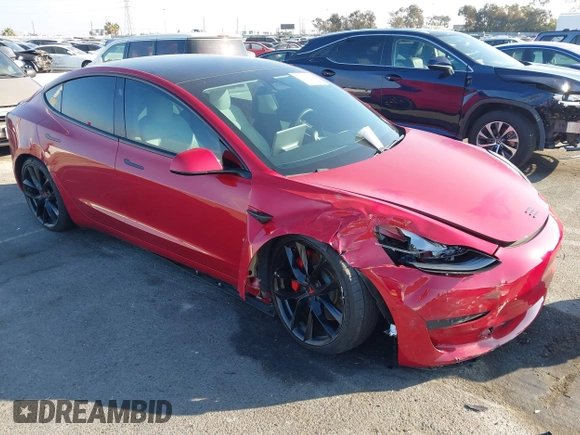 2021 Tesla Model 3 Performance with VIN 5YJ3E1EC9MF926301, listed as a IAAI auction lot 40959721 with 28,094 mi miles and . Bid and sale history available at DreamBid. Image 1.