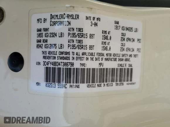 2004 Chrysler PT Cruiser with VIN 3C4FY48B34T308790, listed as a Copart auction lot 70612624 with 90,470 mi miles and Salvage Title. Bid and sale history available at carsss.com. Image 13.