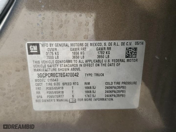 2014 Chevrolet Silverado 1500 LT with VIN 3GCPCREC7EG470042, listed as a Copart auction lot 51069235 with 177,738 mi miles and Salvage Title. Bid and sale history available at carsss.com. Image 12.