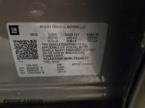 2019 Buick Enclave Essence with VIN 5GAERBKW4KJ164827, listed as a Copart auction lot 51785465 with 152,614 mi miles and Salvage Title. Bid and sale history available at DreamBid. Image 13.