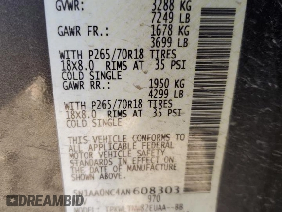 2010 Nissan Armada Titanium z VIN 5N1AA0NC4AN608303, wystawiony jako Copart lot #52078455 z przebiegiem 252 339 mil mil oraz Szkoda całkowita • Salvage title. Historia ofert i sprzedaży dostępna na DreamBid. Obrazek 13.