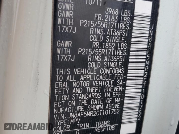 2012 Nissan Juke SL with VIN JN8AF5MR2CT101752, listed as a Copart auction lot 83614694 with 166,343 mi miles and Clean Title. Bid and sale history available at carsss.com. Image 13.