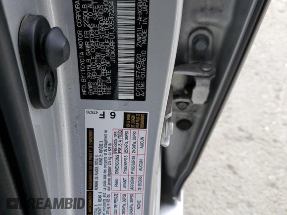 2018 Toyota Prius Two with VIN JTDKARFU1J3547234, listed as a Copart auction lot 47820845 with 230,670 mi miles and Salvage Title. Bid and sale history available at DreamBid. Image 12.