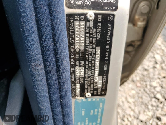 1989 Mercedes-Benz 300 E с VIN WDBEA30DXKA877386, выставлен на аукционе Copart как лот 59333665 с пробегом 205 173 миль миль и Чистый • Clean title. История ставок и продаж доступна на DreamBid. Изображение 12.
