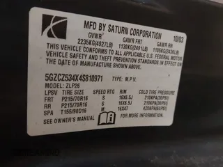 2004 Saturn VUE V6 with VIN 5GZCZ534X4S810971, listed as a IAAI auction lot 41644628 with 206,405 mi miles. Bid and sale history available at carsss.com. Image 9.