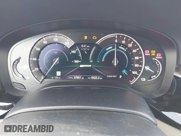 2019 BMW 5 Series 530e iPerformance with VIN WBAJA9C52KB398782, listed as a IAAI auction lot 41902660 with 37,857 mi miles. Bid and sale history available at carsss.com. Image 7.