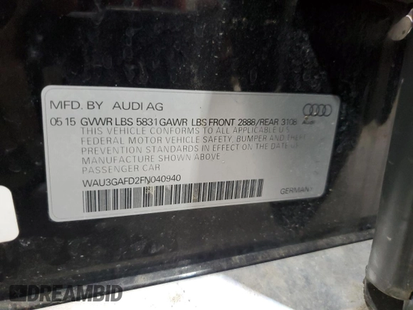 2015 Audi A8 3.0T z VIN WAU3GAFD2FN040940, wystawiony jako Copart lot #65327685 z przebiegiem 113 443 mil mil oraz Czysty tytuł • Clean title. Historia ofert i sprzedaży dostępna na DreamBid. Obrazek 12.