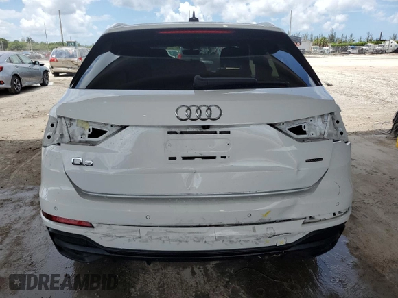 2021 Audi Q3 S line Premium with VIN WA1DECF3XM1045978, listed as a Copart auction lot 59963385 with 43,074 mi miles and Salvage title. Bid and sale history available at DreamBid. Image 6.