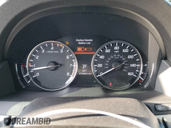2016 Acura RLX Tech Pkg with VIN JH4KC1F52GC001103, listed as a Copart auction lot 78861763 with 73,060 mi miles and Non Repairable. Bid and sale history available at carsss.com. Image 9.