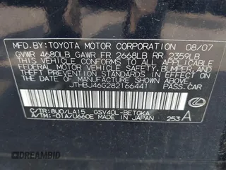 2008 Lexus ES 330 z VIN JTHBJ46G282166441, wystawiony jako IAAI lot #42412480 z przebiegiem 210 105 mil mil oraz . Historia ofert i sprzedaży dostępna na DreamBid. Obrazek 9.