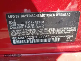 2017 BMW 3 Series 320i xDrive с VIN WBA8A3C33HK693053, выставлен на аукционе IAAI как лот 42820158 с пробегом 65 592 миль миль и . История ставок и продаж доступна на DreamBid. Изображение 9.