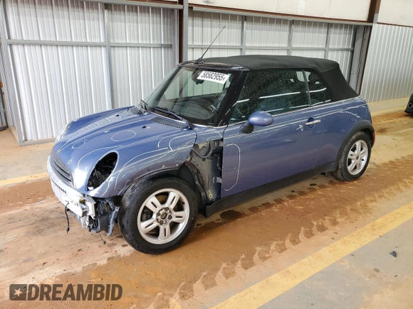 2005 MINI Convertible with VIN WMWRF33485TG10496, listed as a Copart auction lot 58582955 with 107,641 mi miles and Salvage title. Bid and sale history available at DreamBid. Image 1.