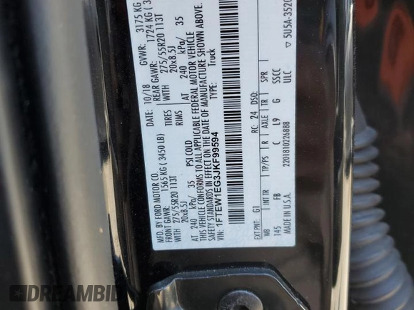 2018 Ford F-150 XL with VIN 1FTEW1EG3JKF99594, listed as a Copart auction lot 52247735 with 76,065 mi miles and Salvage Title. Bid and sale history available at carsss.com. Image 13.