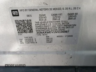 2022 Chevrolet Equinox RS with VIN 3GNAXWEV1NS106987, listed as a Copart auction lot 65253865 with 29,171 mi miles and Non repairable. Bid and sale history available at DreamBid. Image 13.
