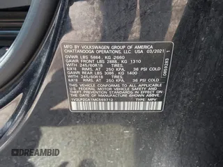 2021 Volkswagen Atlas SE с VIN 1V2LP2CA1MC569712, выставлен на аукционе IAAI как лот 42626898 с пробегом 153 616 миль миль и . История ставок и продаж доступна на DreamBid. Изображение 9.
