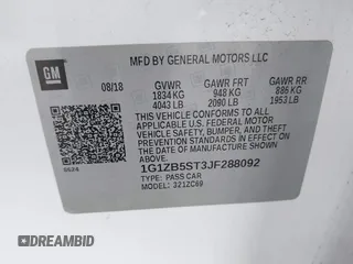 2018 Chevrolet Malibu LS with VIN 1G1ZB5ST3JF288092, listed as a IAAI auction lot 41828750 with 30,385 mi miles and . Bid and sale history available at DreamBid. Image 9.