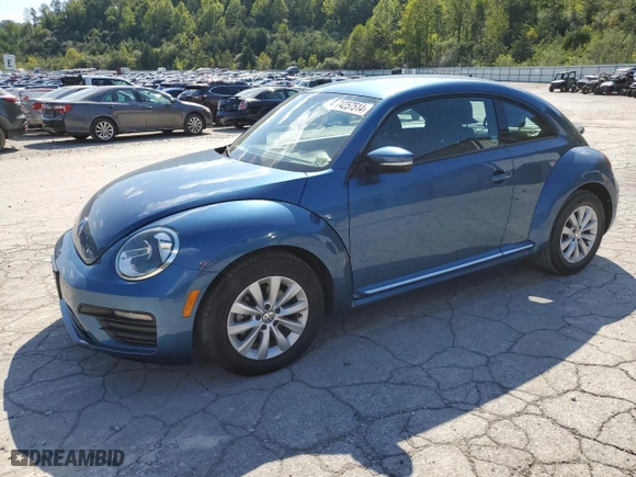 2019 Volkswagen Beetle S with VIN 3VWFD7AT6KM715779, listed as a Copart auction lot 74257514 with 0 mi miles and Salvage Title. Bid and sale history available at carsss.com. Image 1.
