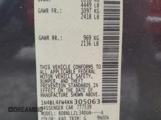 2019 Nissan Altima 2.5 Platinum with VIN 1N4BL4FW4KN305063, listed as a Copart auction lot 80710064 with 75,800 mi miles and Salvage Title. Bid and sale history available at carsss.com. Image 13.
