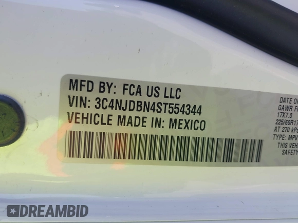 2025 Jeep Compass Latitude with VIN 3C4NJDBN4ST554344, listed as a IAAI auction lot 41993411 with 633 mi miles and . Bid and sale history available at DreamBid. Image 9.