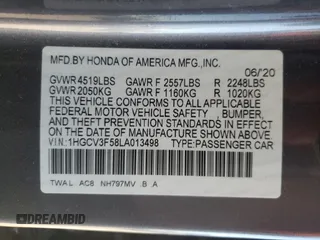 2020 Honda Accord EX-L с VIN 1HGCV3F58LA013498, выставлен на аукционе Copart как лот 45111855 с пробегом 80 957 миль миль и Чистый • Clean title. История ставок и продаж доступна на DreamBid. Изображение 12.