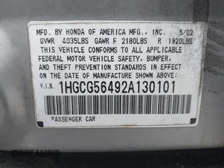 2002 Honda Accord LX с VIN 1HGCG56492A130101, выставлен на аукционе IAAI как лот 42643424 с пробегом 249 349 миль миль и . История ставок и продаж доступна на DreamBid. Изображение 9.