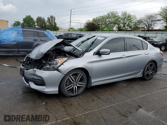 2017 Honda Accord Sedan Sport with VIN 1HGCR2F54HA032927, listed as a Copart auction lot 54813265 with 90,296 mi miles and Salvage Title. Bid and sale history available at carsss.com. Image 1.