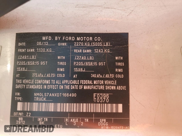 2013 Ford Transit Connect XL с VIN NM0LS7ANXDT166490, выставлен на аукционе Copart как лот 68356424 с пробегом 64 206 миль миль и На запчасти • Non repairable. История ставок и продаж доступна на DreamBid. Изображение 13.